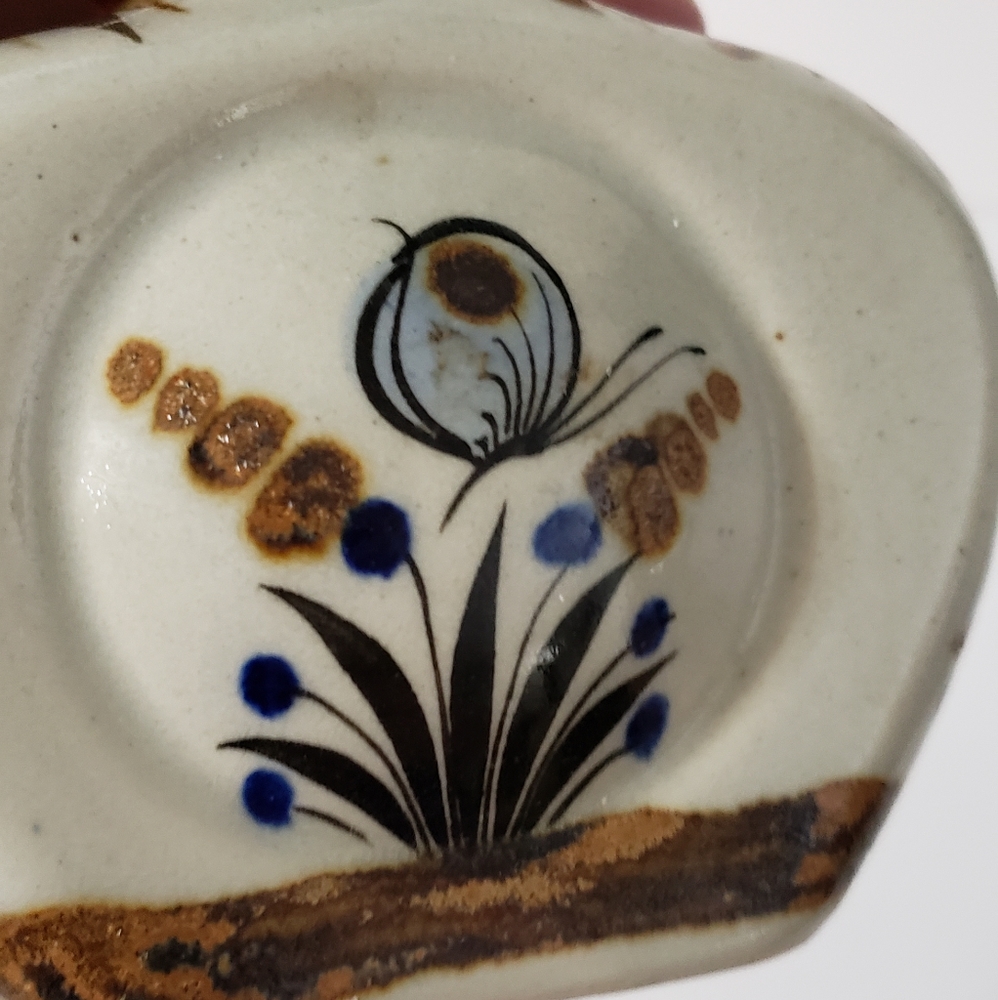 Tonala Mexico Pottery Vase Butterfly Flowers - Picture 3 of 13